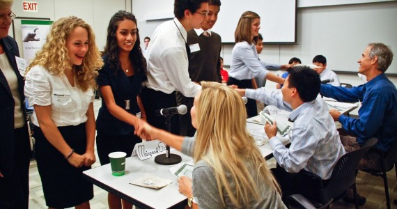 CEOs of student teams saying thank you to judges at Microsoft Aug 12 2010